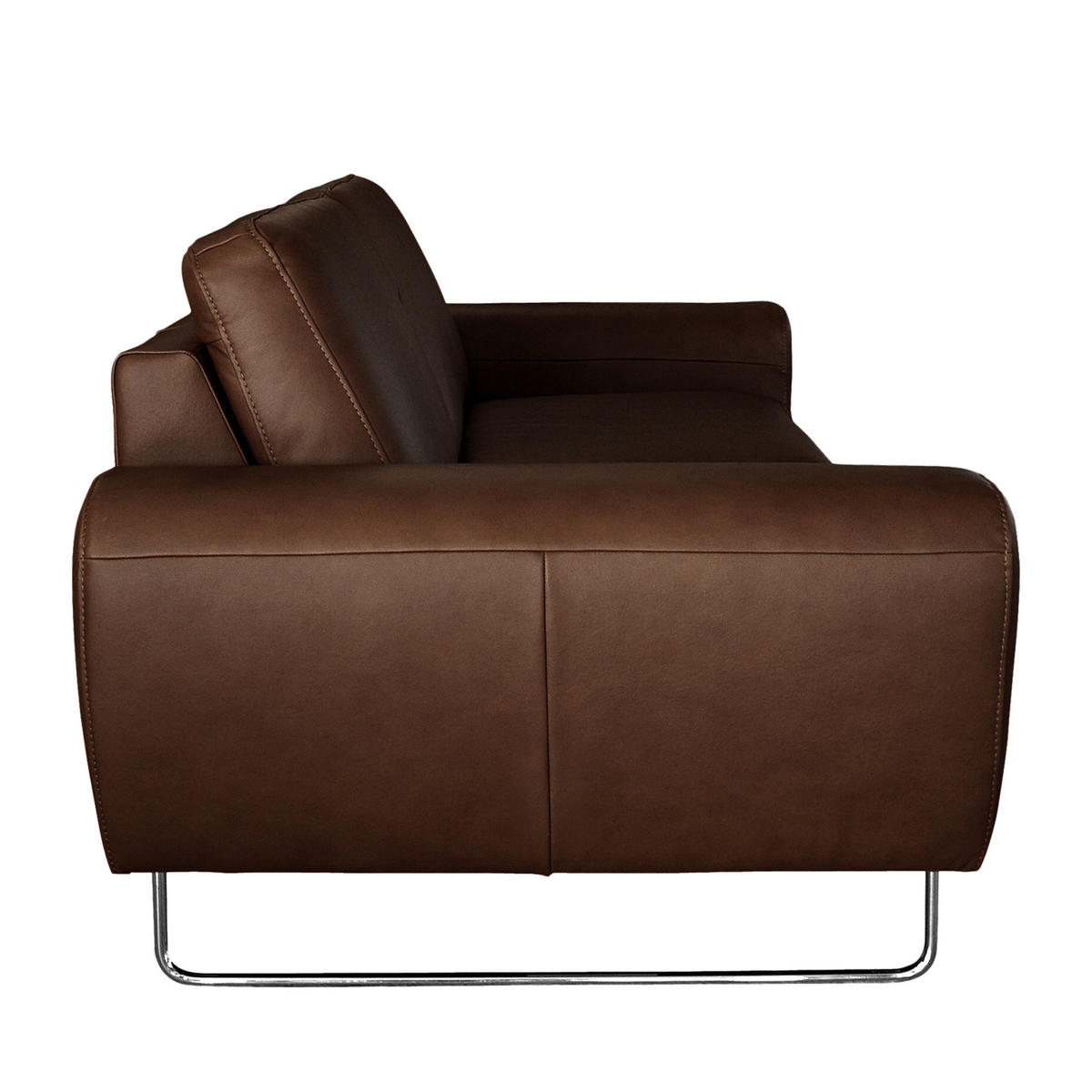 3-SITZER-SOFA in Leder Dunkelbraun  - Chromfarben/Dunkelbraun, Design, Leder/Metall (207/85/92cm) - Livetastic