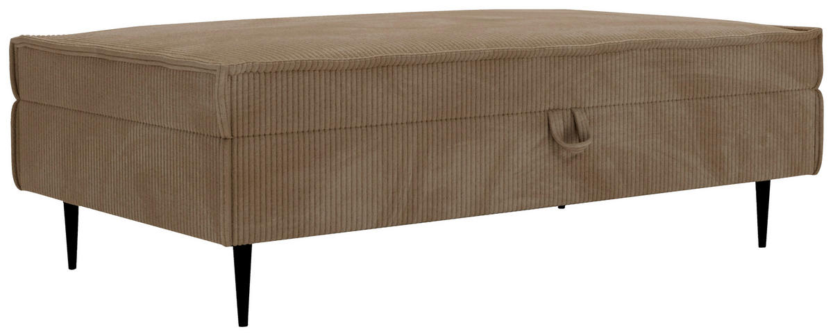 HOCKER in Textil Hellbraun  - Hellbraun/Schwarz, Design, Textil/Metall (135/45/75cm) - Livetastic