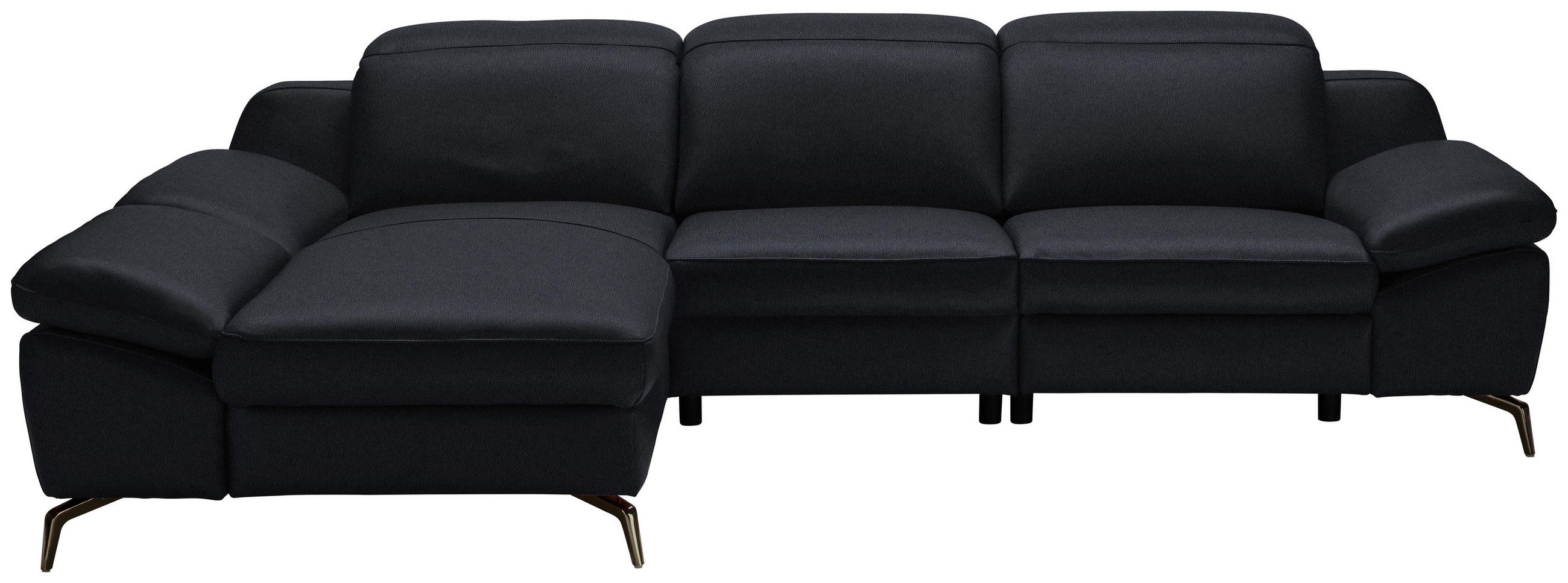 ECKSOFA  in Echtleder Schwarz  183/286 cm  - Schwarz, Design, Leder/Metall (183/286cm) - Celina Home
