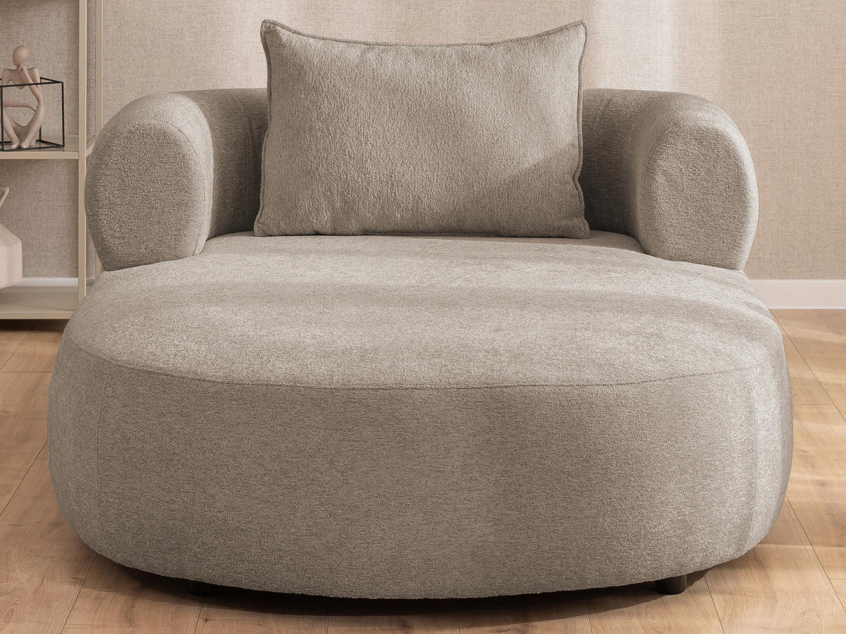 XXL-SESSEL Chenille Hellbraun    - Hellbraun/Schwarz, Design, Kunststoff/Textil (122/76/156cm) - Livetastic
