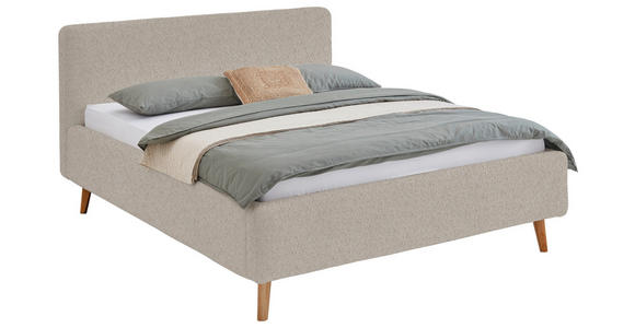 POLSTERBETT 180/200 cm,  in Beige,  - Eichefarben/Beige, Design, Holz/Textil (180/200cm) - Xora