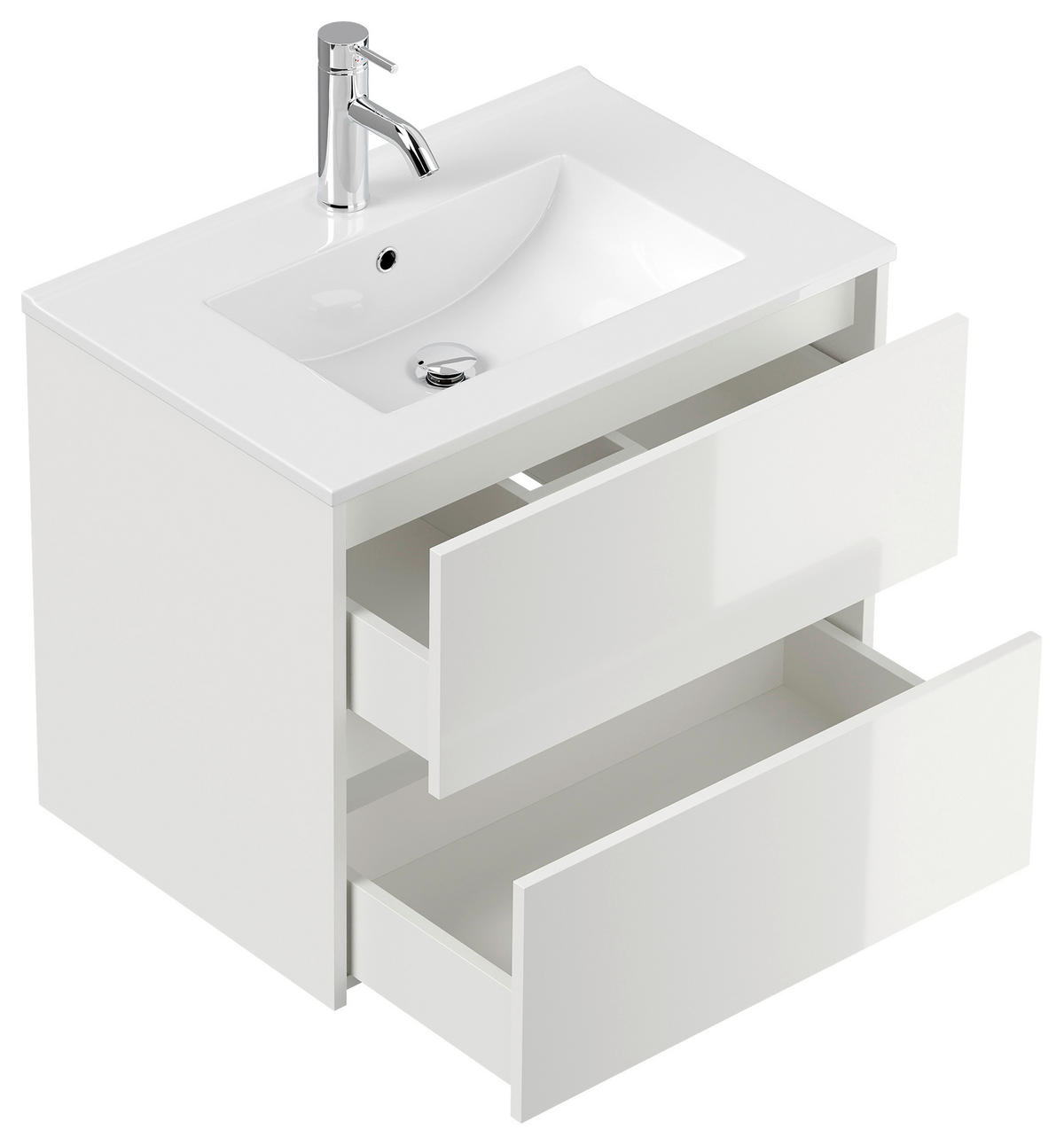 BADEZIMMER 2-teilig  in 70 cm  - Weiß Hochglanz/Weiß, Basics, Keramik/Holzwerkstoff (70cm) - MID.YOU