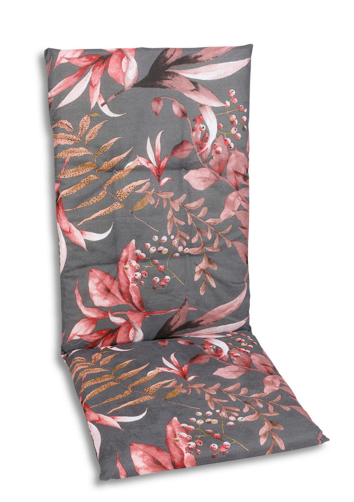 SZÉKPÁRNA antracit, barna, rózsaszín levelek  - barna/rózsaszín, Basics, textil (48/7/118cm) - Ambia Garden