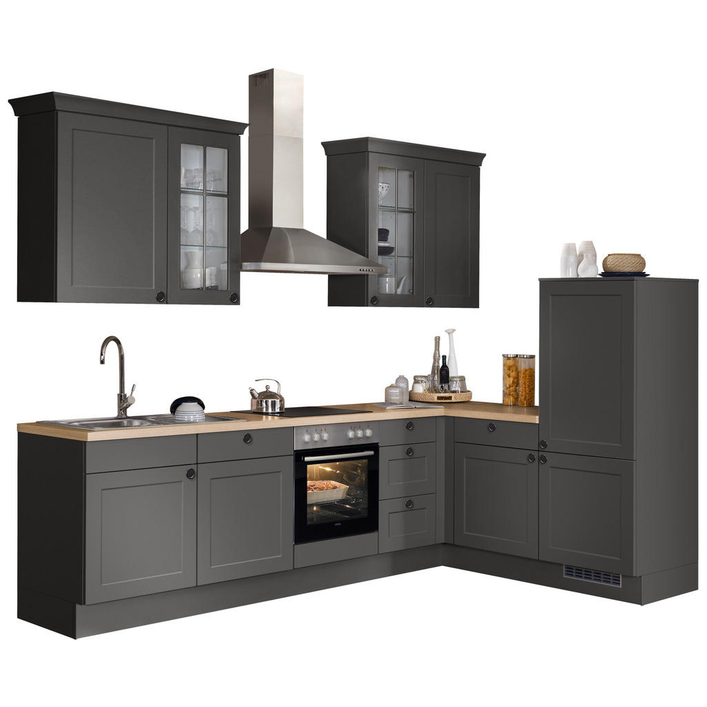 Thumbnail - Impuls Eckküche IP 4250, Graphit, Metall, 4 Schublade(n) Schubladen, L-Form, 290.0x185.4 cm, Made in Germany, seitenverk...