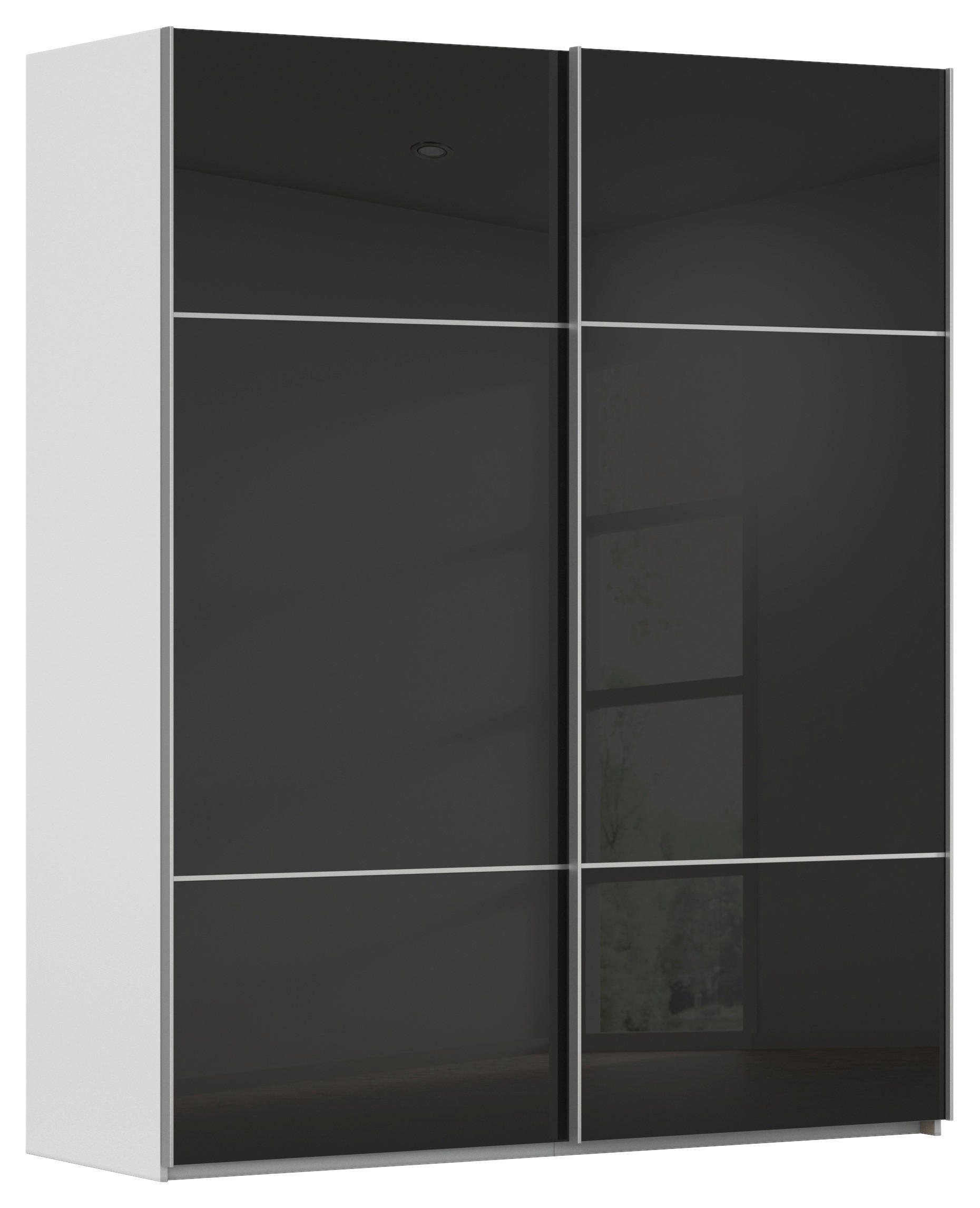 SCHWEBETÜRENSCHRANK 162/223/68 cm 2-türig Grau, Schwarz  - Alufarben/Schwarz, KONVENTIONELL, Glas/Holzwerkstoff (162/223/68cm) - Novel