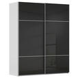 SCHWEBETÜRENSCHRANK 162/223/68 cm 2-türig Grau, Schwarz  - Alufarben/Schwarz, KONVENTIONELL, Glas/Holzwerkstoff (162/223/68cm) - Novel