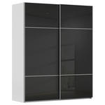 SCHWEBETÜRENSCHRANK 162/223/68 cm 2-türig Grau, Schwarz  - Alufarben/Schwarz, KONVENTIONELL, Glas/Holzwerkstoff (162/223/68cm) - Novel