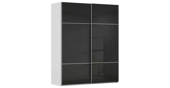 SCHWEBETÜRENSCHRANK 162/223/68 cm 2-türig Grau, Schwarz - Alufarben/Schwarz, KONVENTIONELL, Glas/Holzwerkstoff (162/223/68cm) - Novel