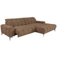 ECKSOFA inkl.Funktionen Hellbraun Chenille  - Hellbraun/Schwarz, MODERN, Textil/Metall (300/195cm) - Xora