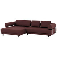 ECKSOFA in Echtleder Bordeaux  - Bordeaux/Schwarz, Design, Leder/Metall (188/307cm)