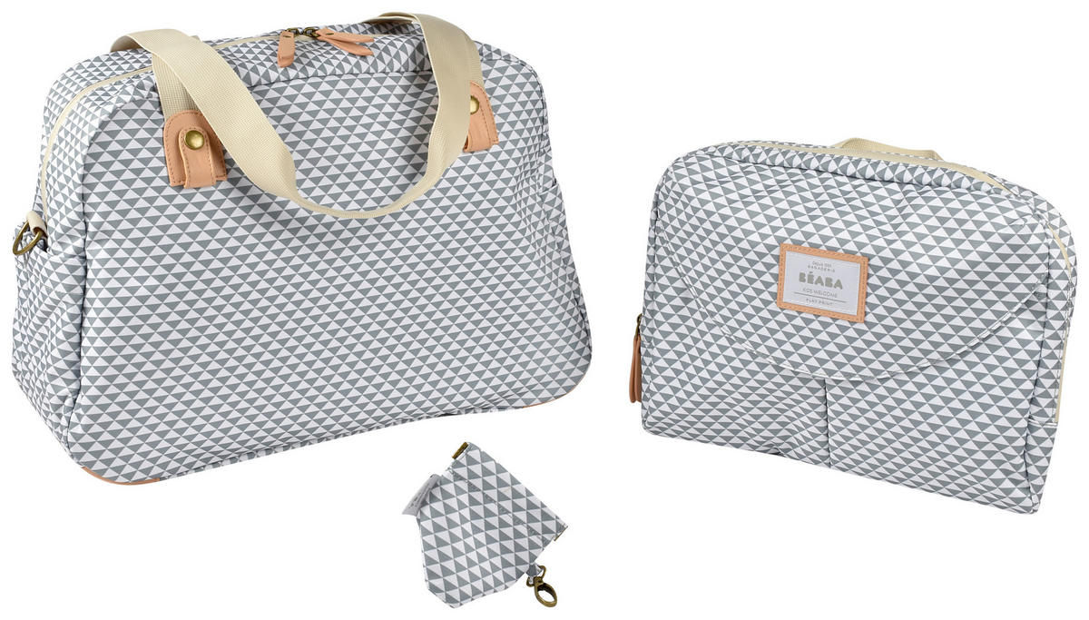 WICKELTASCHE GENEVA II  "PLAY PRINT"  - Salbeigrün/Grau, Basics, Kunststoff (26/30,5/44cm) - Beaba