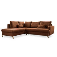 ECKSOFA in Chenille Terracotta  - Terracotta/Naturfarben, Holz/Textil (202/242cm) - MID.YOU