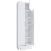 GARDEROB 70/240/39 cm 6-dörrar - vit/grå, Modern, trämaterial/plast (70/240/39cm) - MID.YOU
