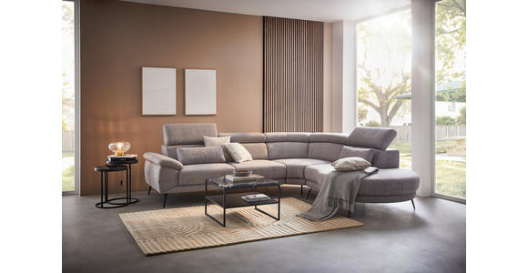 ECKSOFA Grau Velours - Schwarz/Grau, Design, Textil/Metall (264/299cm) - Novel