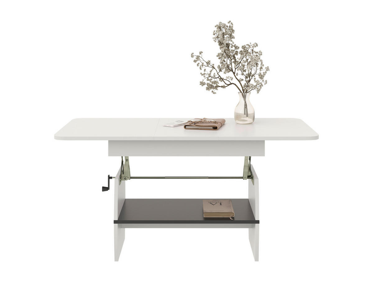 COUCHTISCH 95-125/60/51,5-61,5 cm Weiß  - Weiß, KONVENTIONELL, Holzwerkstoff (95-125/60/51,5-61,5cm) - Xora