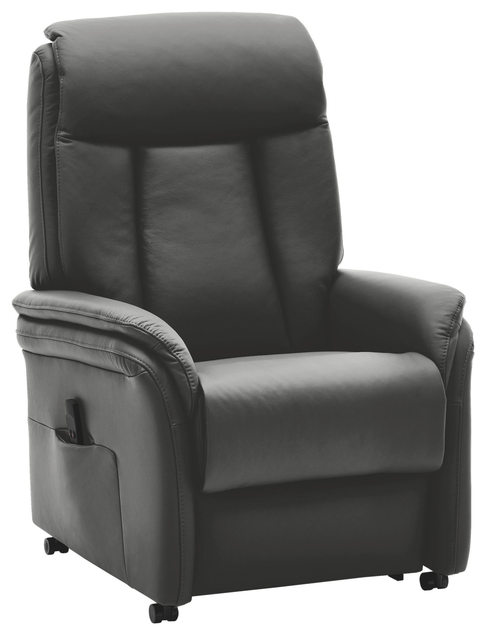 FERNSEHSESSEL  mit Relaxfunktion, Aufstehhilfe Echtleder Anthrazit  - Anthrazit, KONVENTIONELL, Leder/Kunststoff (74/107/84cm) - Valdera