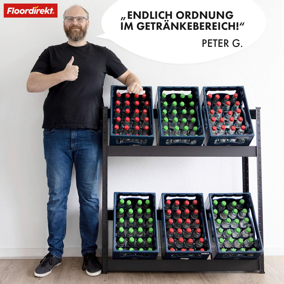 FLASCHENREGAL  - Schwarz Hochglanz, Basics, Metall (110/110/30cm) - Floordirekt