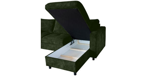 ECKSOFA Dunkelgrün Flachgewebe  - Dunkelgrün/Schwarz, KONVENTIONELL, Textil/Metall (252/162cm) - Carryhome