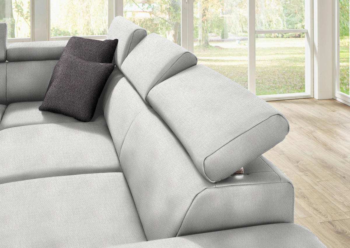 ECKSOFA in Mikrofaser Ecru  - Ecru/Eichefarben, Natur, Holz/Textil (273/226cm) - Beldomo System