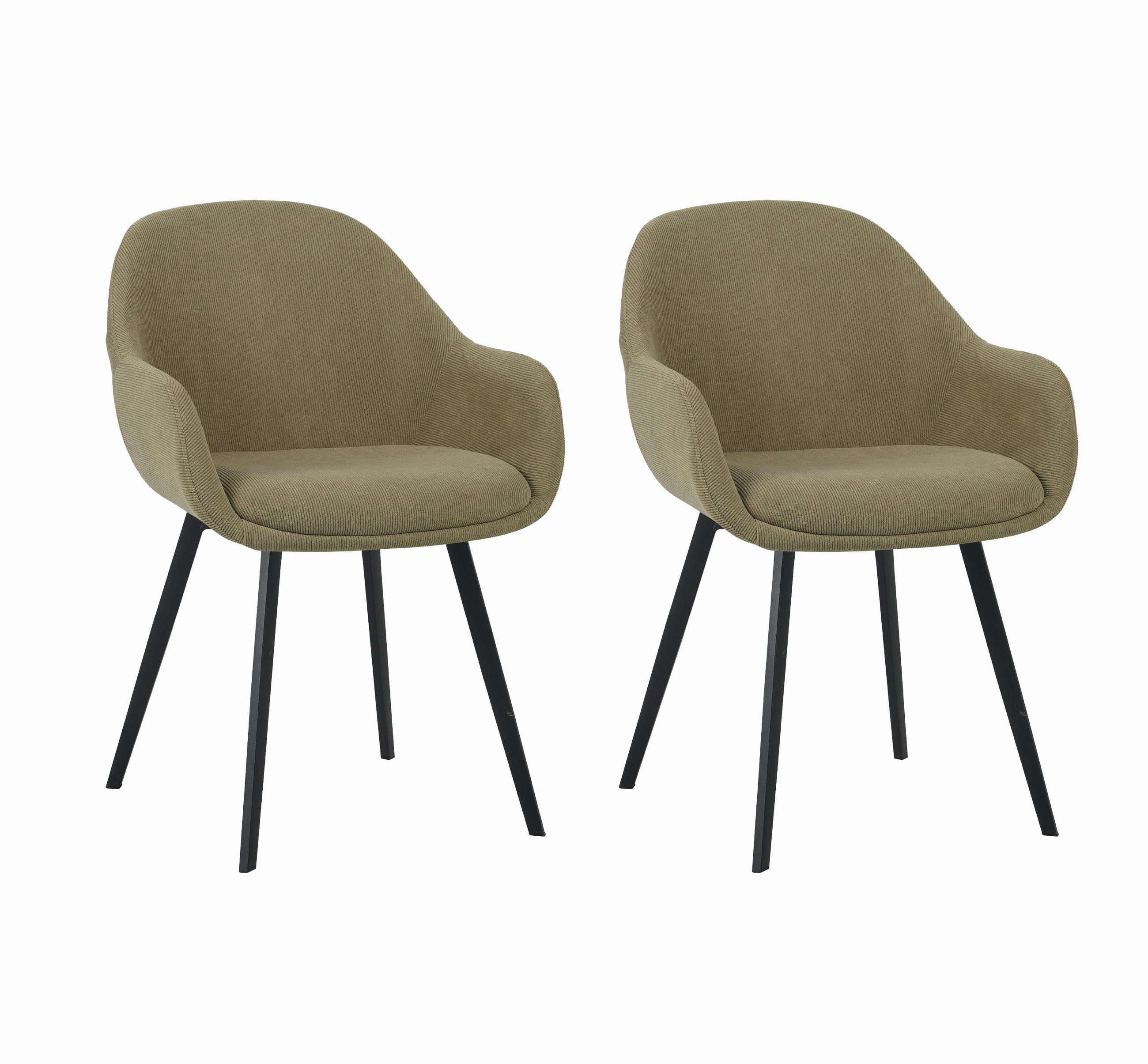 STUHL-SET 2 Stück  in Stahl Cord  - Schwarz/Grün, MODERN, Textil/Metall (57/84/61cm) - Livetastic