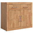 KOMMODE YES, 90/80/42 cm, 2 Schublade(n)  - Eichefarben/Silberfarben, Natur, Holz/Holzwerkstoff (90/80/42cm) - Linea Natura
