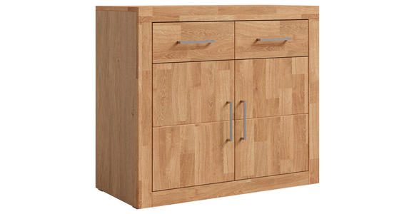 KOMMODE YES, 90/80/42 cm, 2 Schublade(n)  - Eichefarben/Silberfarben, Natur, Holz/Holzwerkstoff (90/80/42cm) - Linea Natura