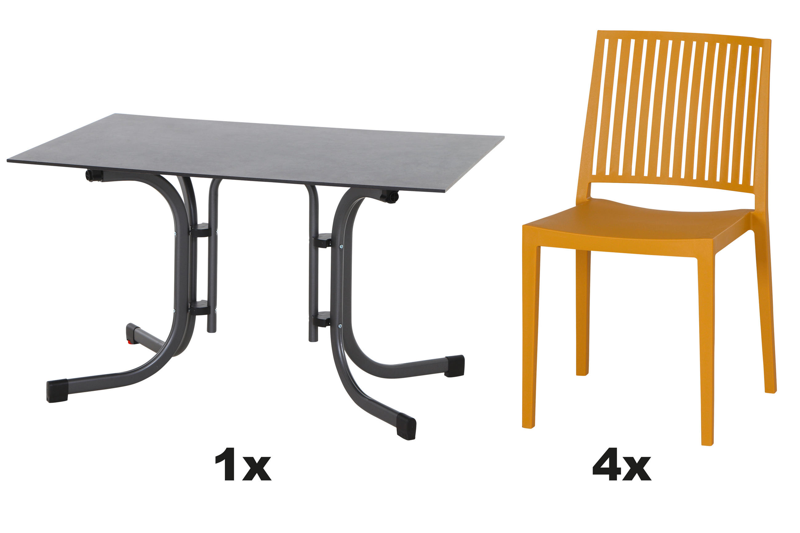 GARTENGARNITUR 5-teilig Stahl  - Anthrazit/Gelb, Basics, Kunststoff/Metall (80/80/120cm) - Siena Garden