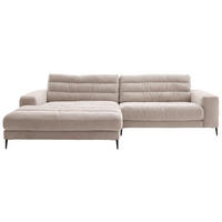ECKSOFA Ottomane links  Badia Taupe Cord  - Taupe/Schwarz, Design, Textil/Metall (207/296cm) - Dieter Knoll