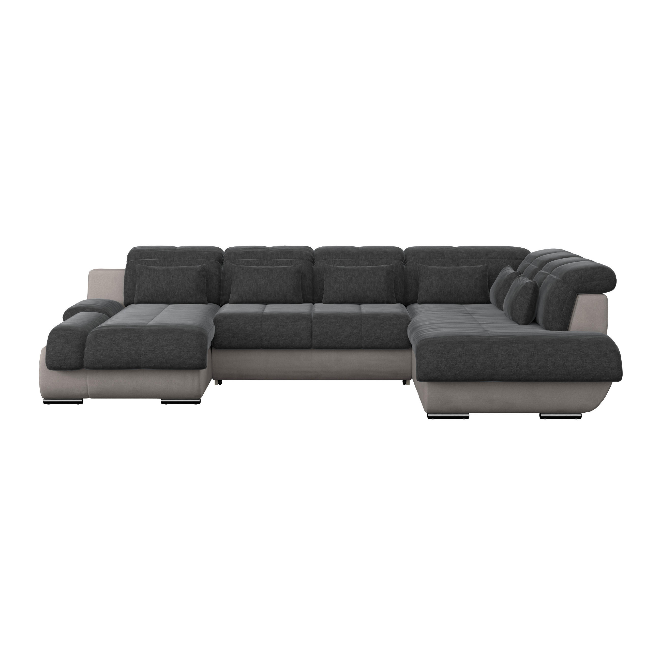 WOHNLANDSCHAFT in Webstoff Anthrazit, Grau  - Chromfarben/Anthrazit, Modern, Textil/Metall (184/345/228cm) - MID.YOU