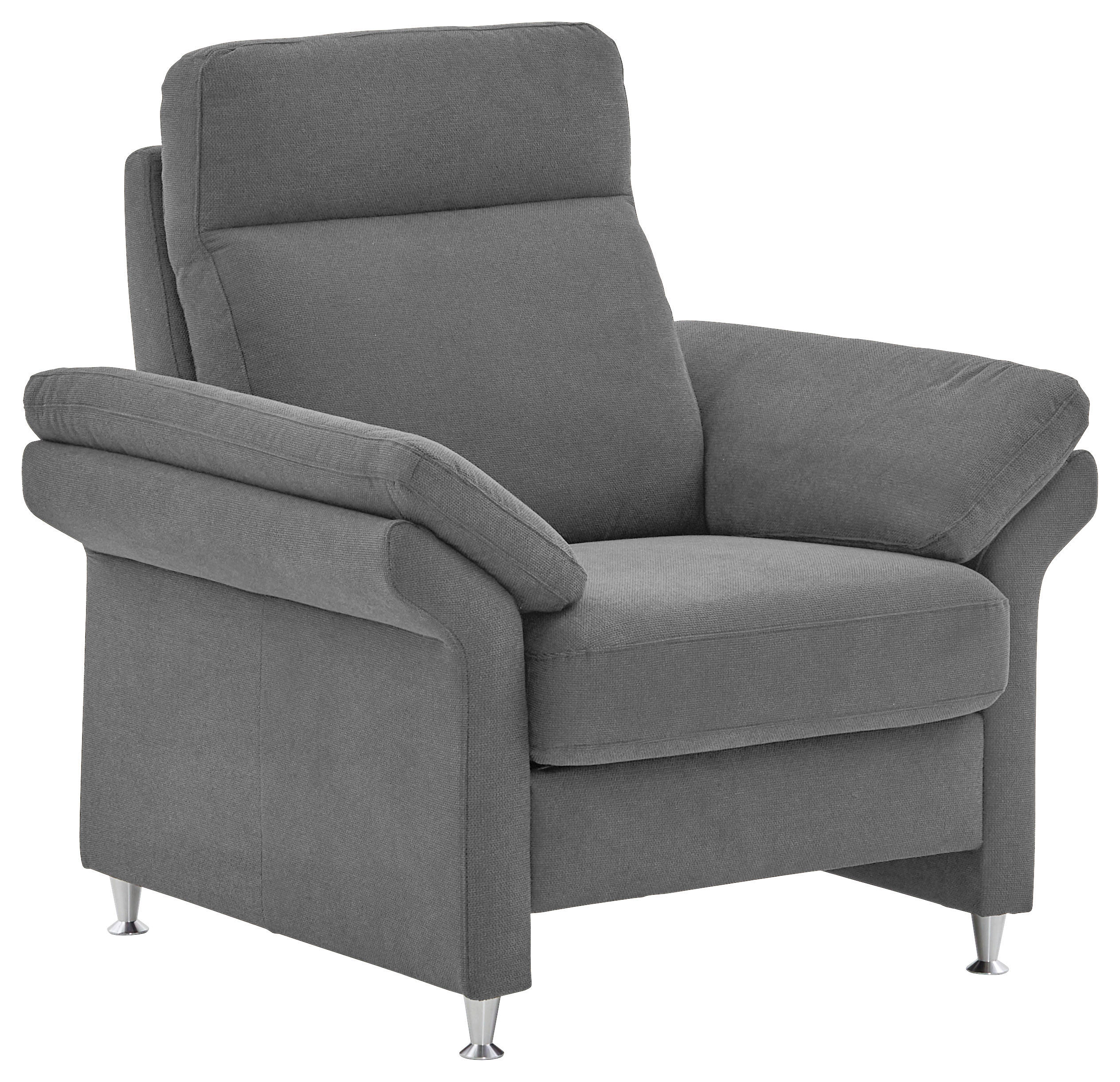 FERNSEHSESSEL in Flachgewebe Grau  - Alufarben/Grau, MODERN, Textil/Metall (96/103/89cm) - Pure Home Comfort