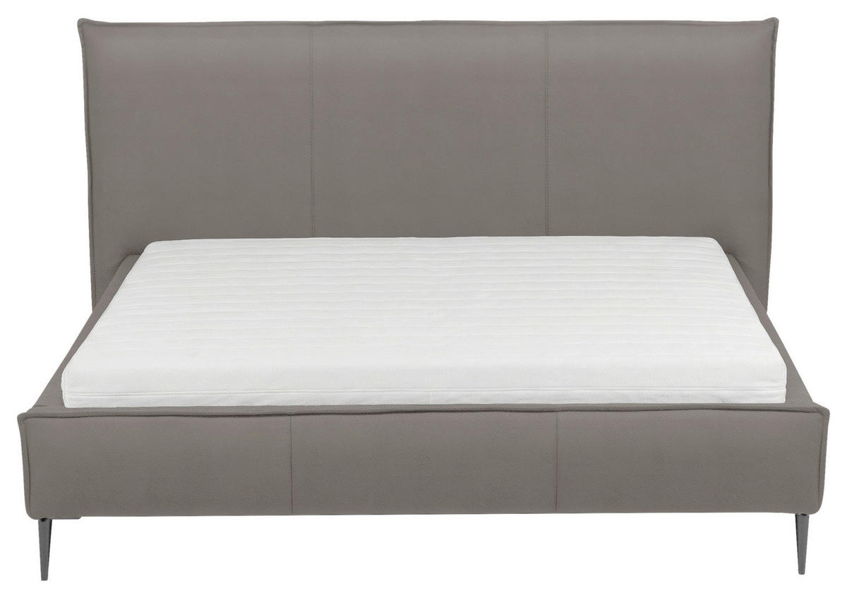 POLSTERBETT 140/200 cm,  in Grau, gepolstertes Kopfteil,  - Schwarzchrom/Grau, KONVENTIONELL, Leder/Metall (140/200cm) - Esposa