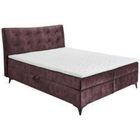 BOXBETT 180/200 cm,  in Aubergine, gepolstertes Kopfteil, Bettkasten, Topper,  - Aubergine/Schwarz, MODERN, Holzwerkstoff/Kunststoff (180/200cm) - MID.YOU