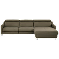 ECKSOFA Echtleder Olivgrün  - Chromfarben/Olivgrün, Design, Leder/Metall (291/176cm) - Valdera