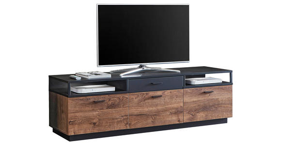 WOHNWAND  in Eichefarben, Dunkelgrau  320/206/50 cm  - Eichefarben/Dunkelgrau, KONVENTIONELL, Glas/Holzwerkstoff (320/206/50cm) - Cantus