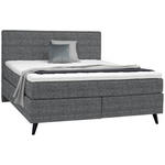 BOXSPRINGBETT 160/200 cm  in Dunkelgrau  - Dunkelgrau/Schwarz, KONVENTIONELL, Holz/Textil (160/200cm) - Voleo