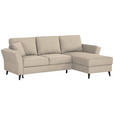 ECKSOFA in Velours Beige  - Beige/Schwarz, KONVENTIONELL, Holz/Textil (244/159cm) - Carryhome