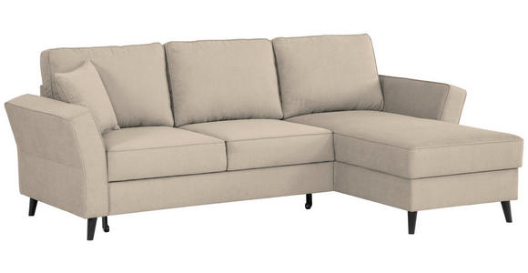 ECKSOFA in Velours Beige  - Beige/Schwarz, KONVENTIONELL, Holz/Textil (244/159cm) - Carryhome