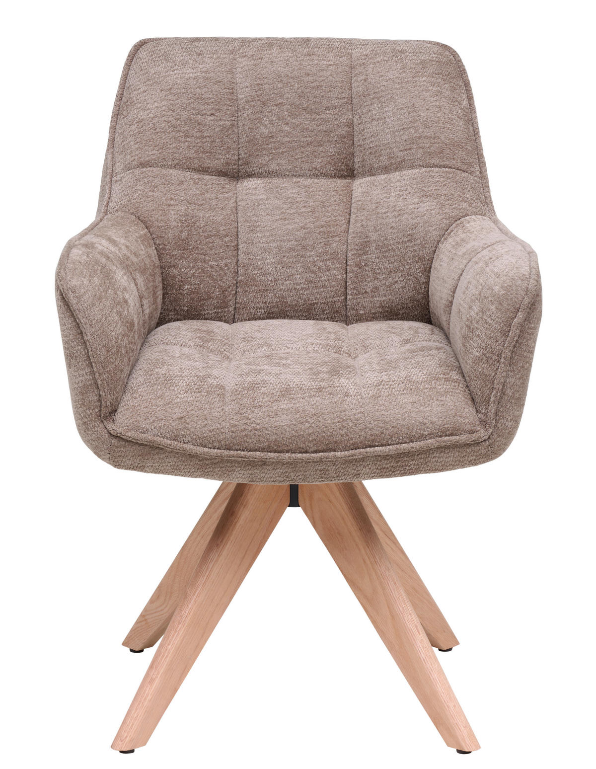 ARMLEHNSTUHL  Sitzfläche 360° drehbar Chenille  - Khaki/Eichefarben, Basics, Holz/Textil (64/85/62cm) - Livetastic