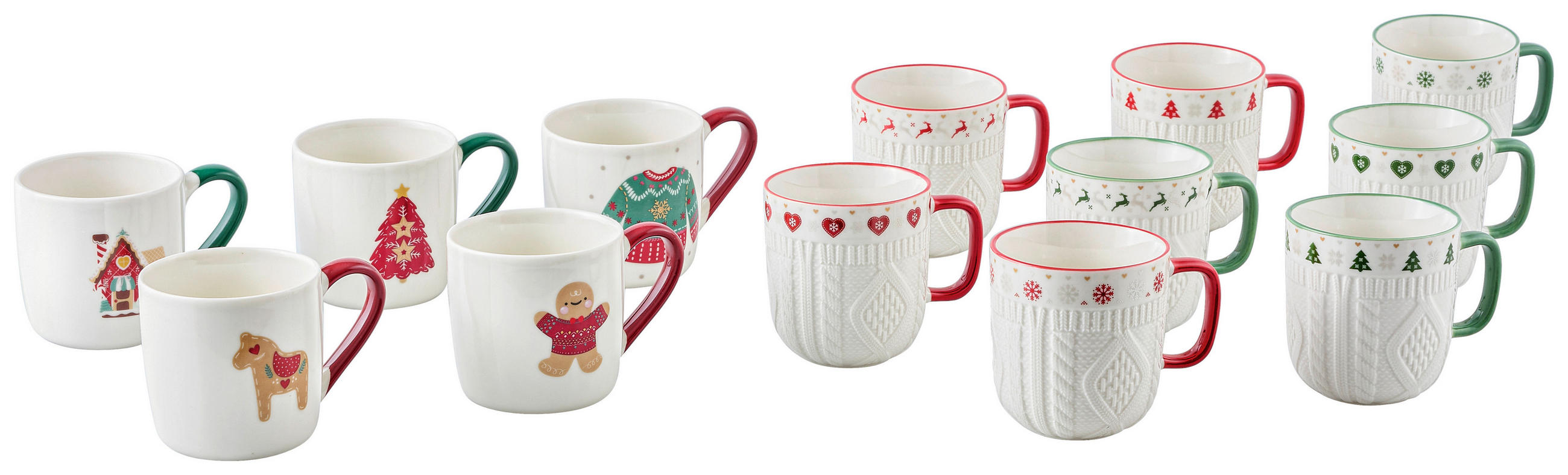 KAFFEEBECHER  340 ml   - Hellrot/Weiß, Trend, Keramik (8,8/9,4cm) - X-Mas