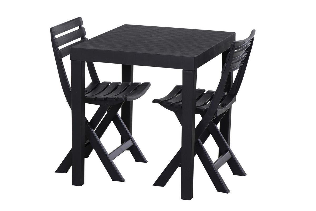 BALKONSET  3-teilig  - Anthrazit, MODERN, Kunststoff (65/72/78cm) - Gardenson