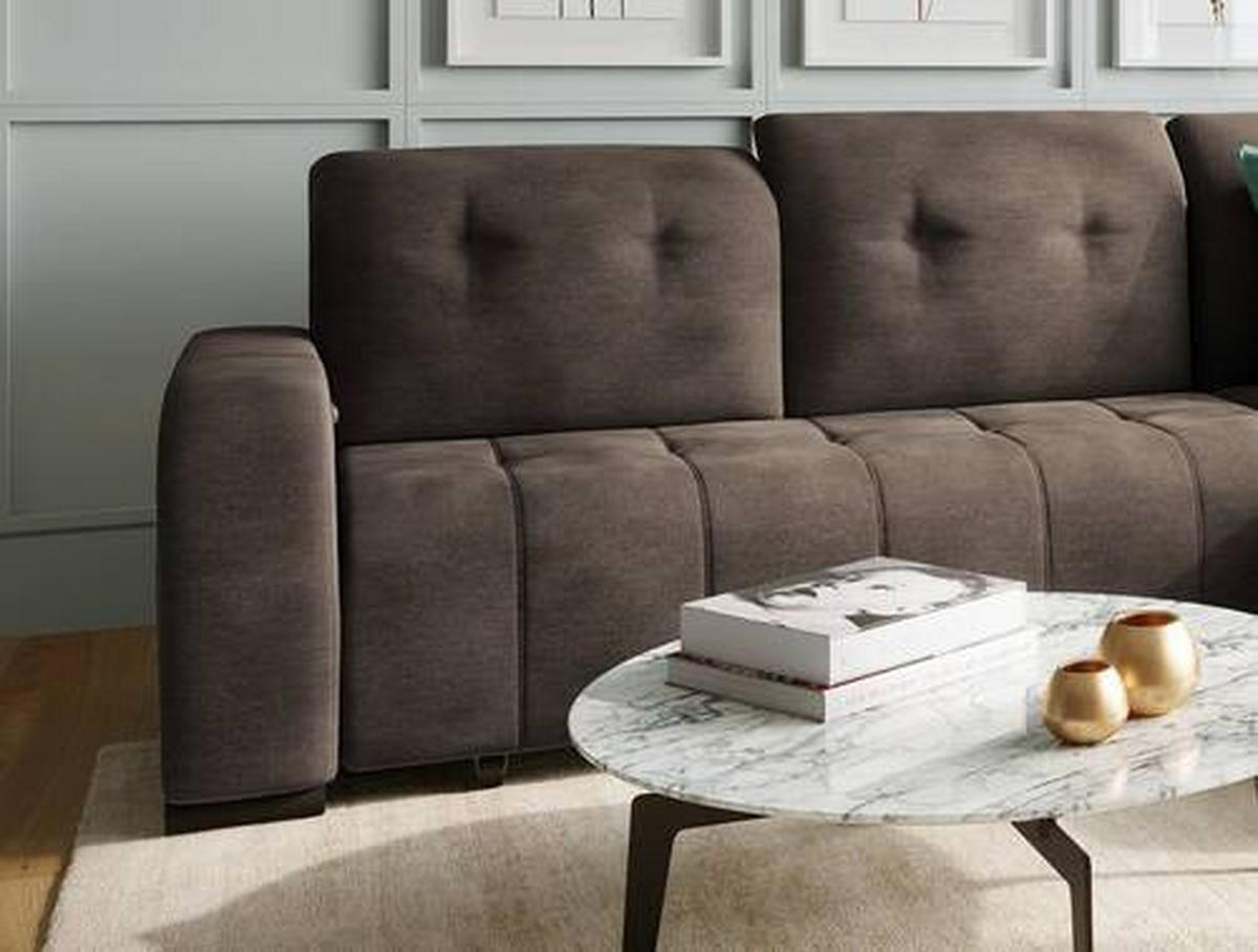 ECKSOFA Dunkelbraun Mikrofaser  - Dunkelbraun/Schwarz, MODERN, Textil/Metall (185/292cm) - Livetastic