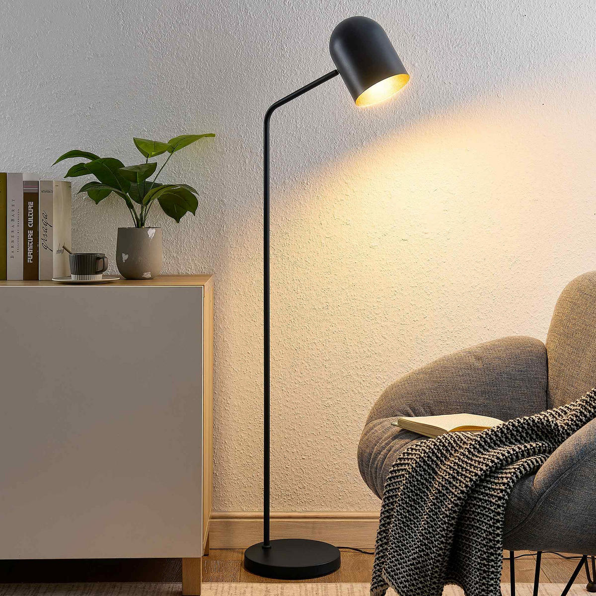 STEHLEUCHTE Aria 25/140 cm   - Goldfarben/Schwarz, Design, Metall (25/140cm) - Novel