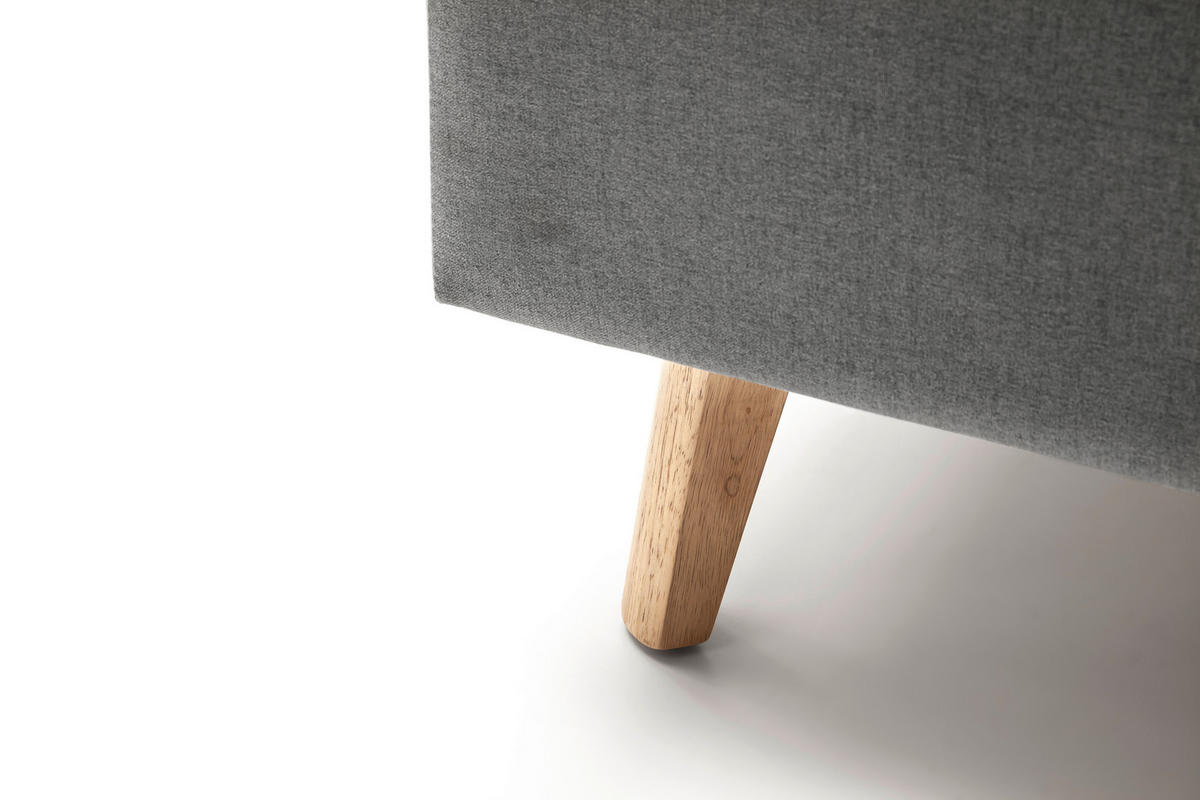 POLSTERBETT 160/200 cm,  in Hellgrau,  - Eichefarben/Hellgrau, KONVENTIONELL, Holz/Textil (160/200cm) - Livetastic