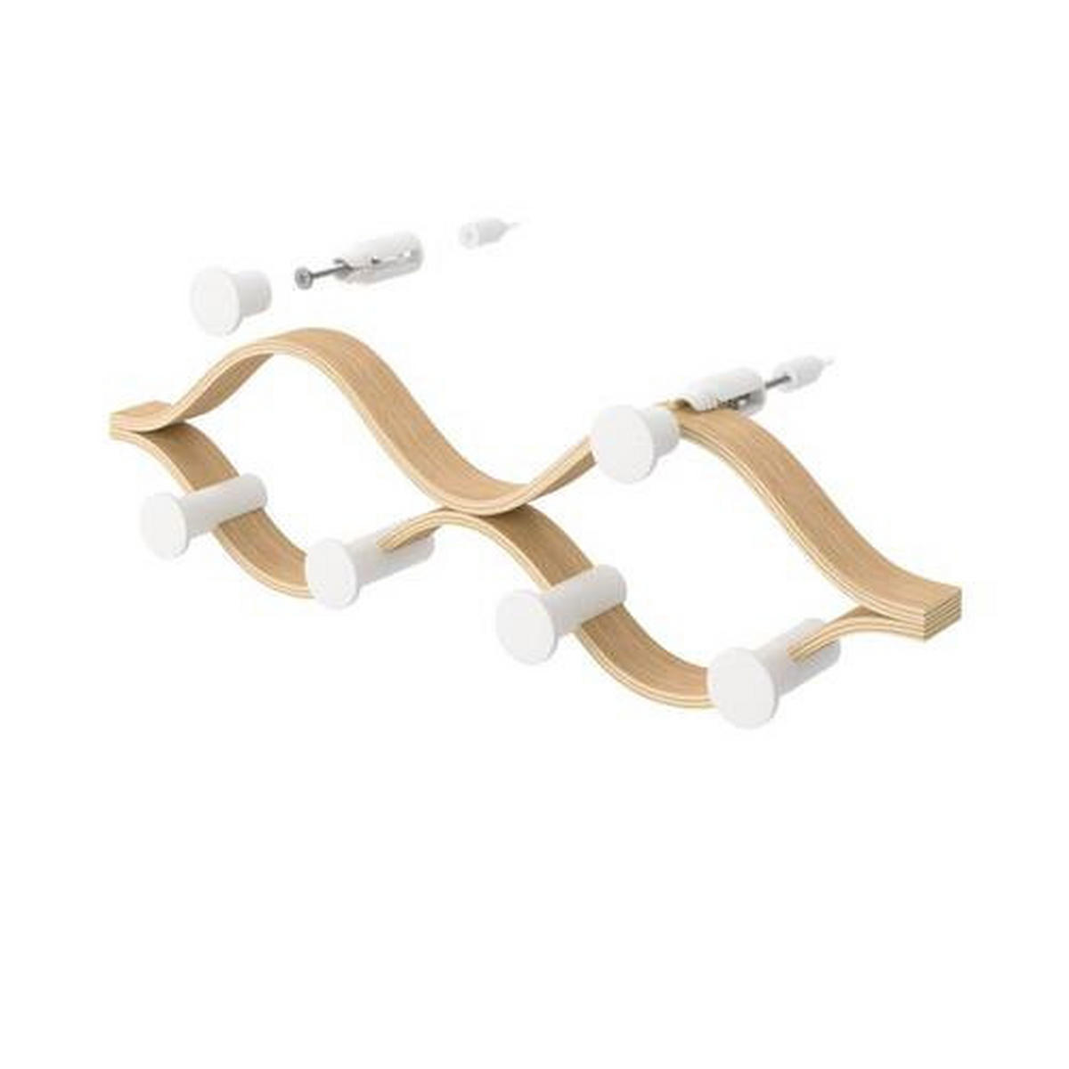 STENSKI OBEŠALNIK - bela/barve bukve, Konvencionalno, umetna masa/les (43/13/6cm) - Umbra