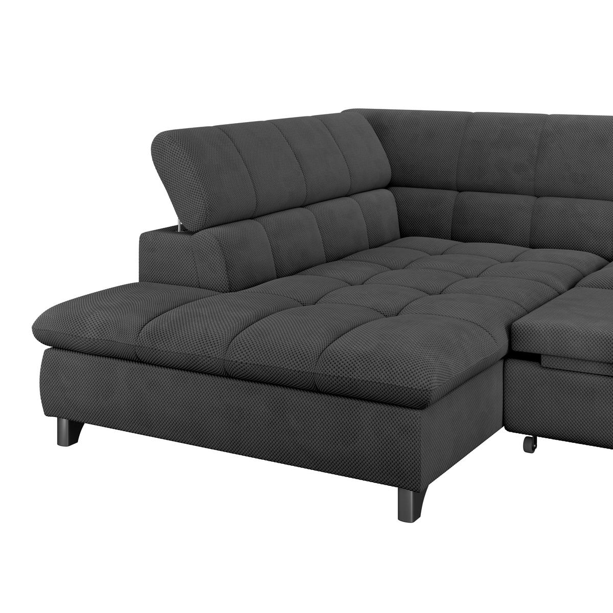 ECKSOFA Anthrazit Chenille  - Chromfarben/Anthrazit, KONVENTIONELL, Textil/Metall (234/312cm) - Livetastic