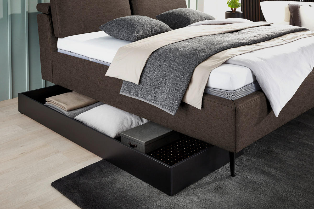 POLSTERBETT 200/200 cm  in Braun  - Hellbraun/Anthrazit, Design, Holz/Textil (200/200cm) - Johann Jakob