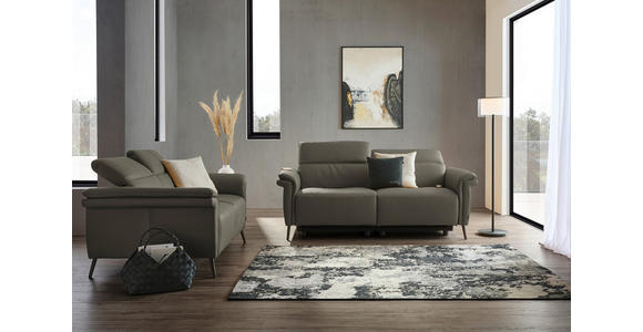 3-SITZER-SOFA  in Echtleder Grau   - Schwarz/Grau, Design, Leder/Metall (210/79/104cm) - Belluti