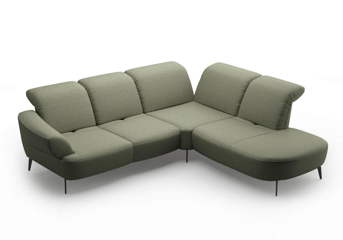 ECKSOFA in Flachgewebe Olivgrün  - Schwarz/Olivgrün, Modern, Textil/Metall (302/270cm) - Sit & More