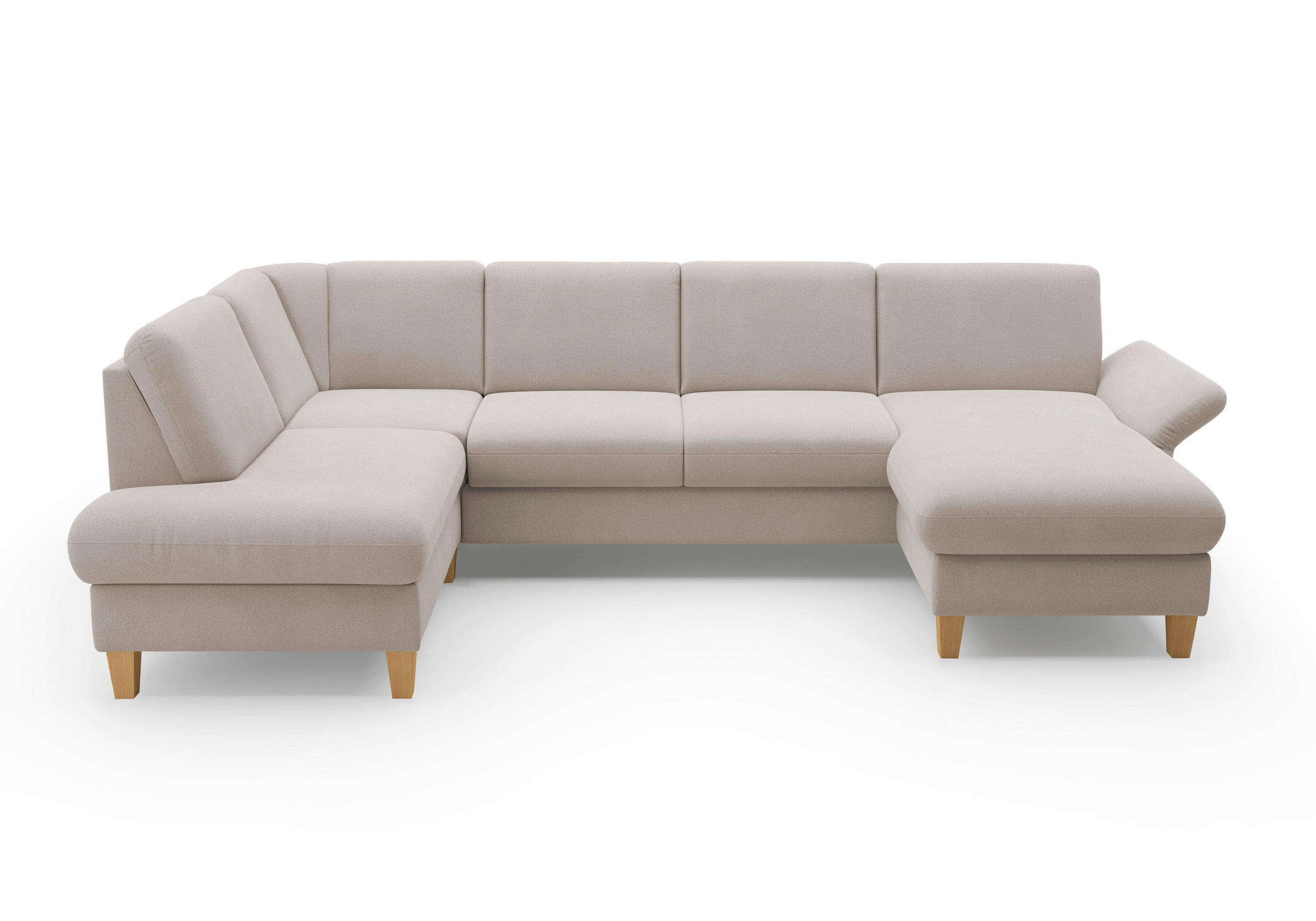 WOHNLANDSCHAFT Greige Flachgewebe  - Greige/Eichefarben, KONVENTIONELL, Holz/Textil (195/314/164cm) - Sit & More