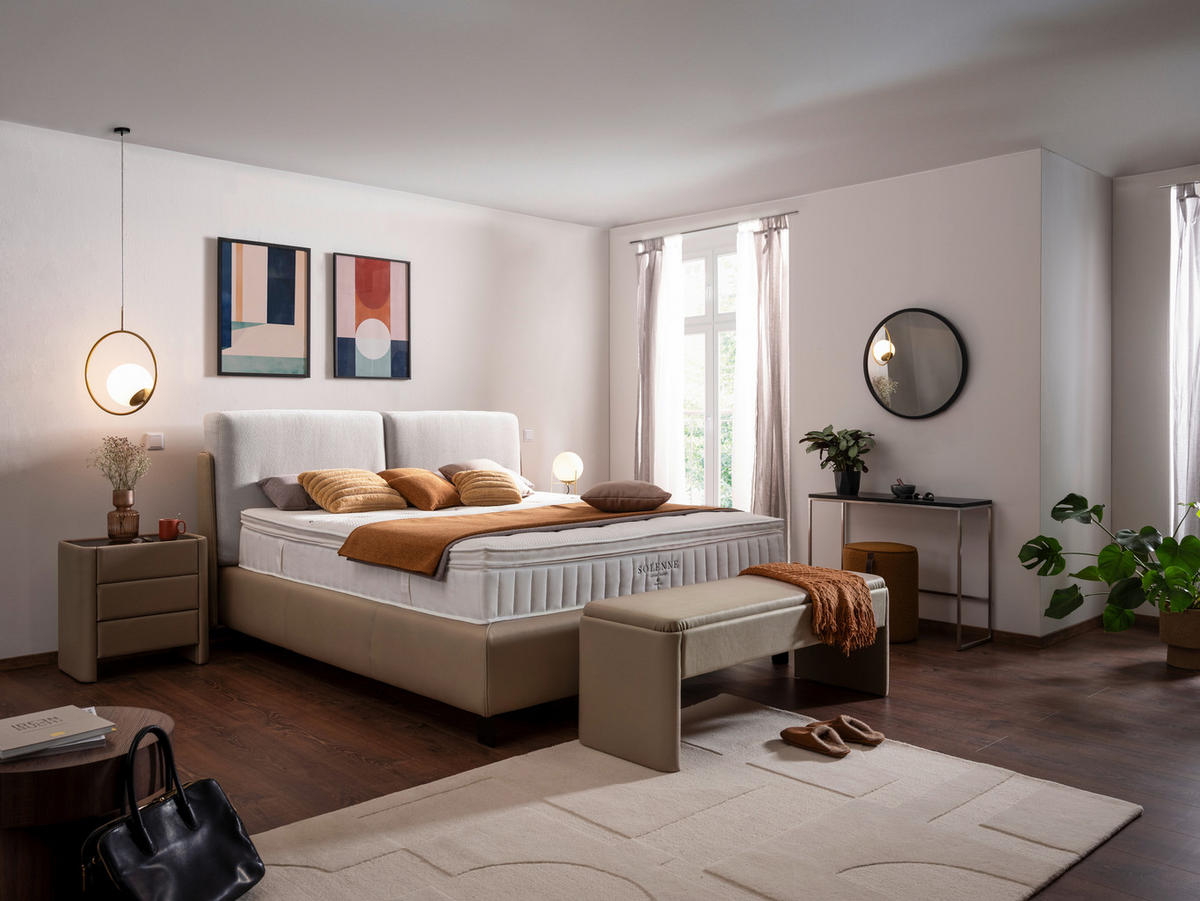 BOXSPRINGBETT 200/200 cm  Hellgrau, Greige  - Greige/Hellgrau, Design, Textil/Metall (200/200cm) - Johann Jakob